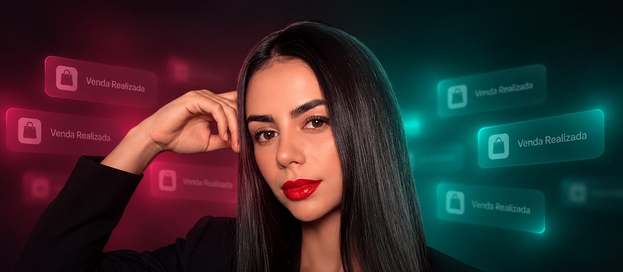 Jéssica Freire, criadora do Código do Produto Viral, entre notificações de venda realizada